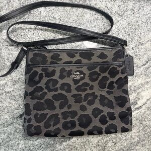 Coach Gray Leopard Print Crossbody Bag